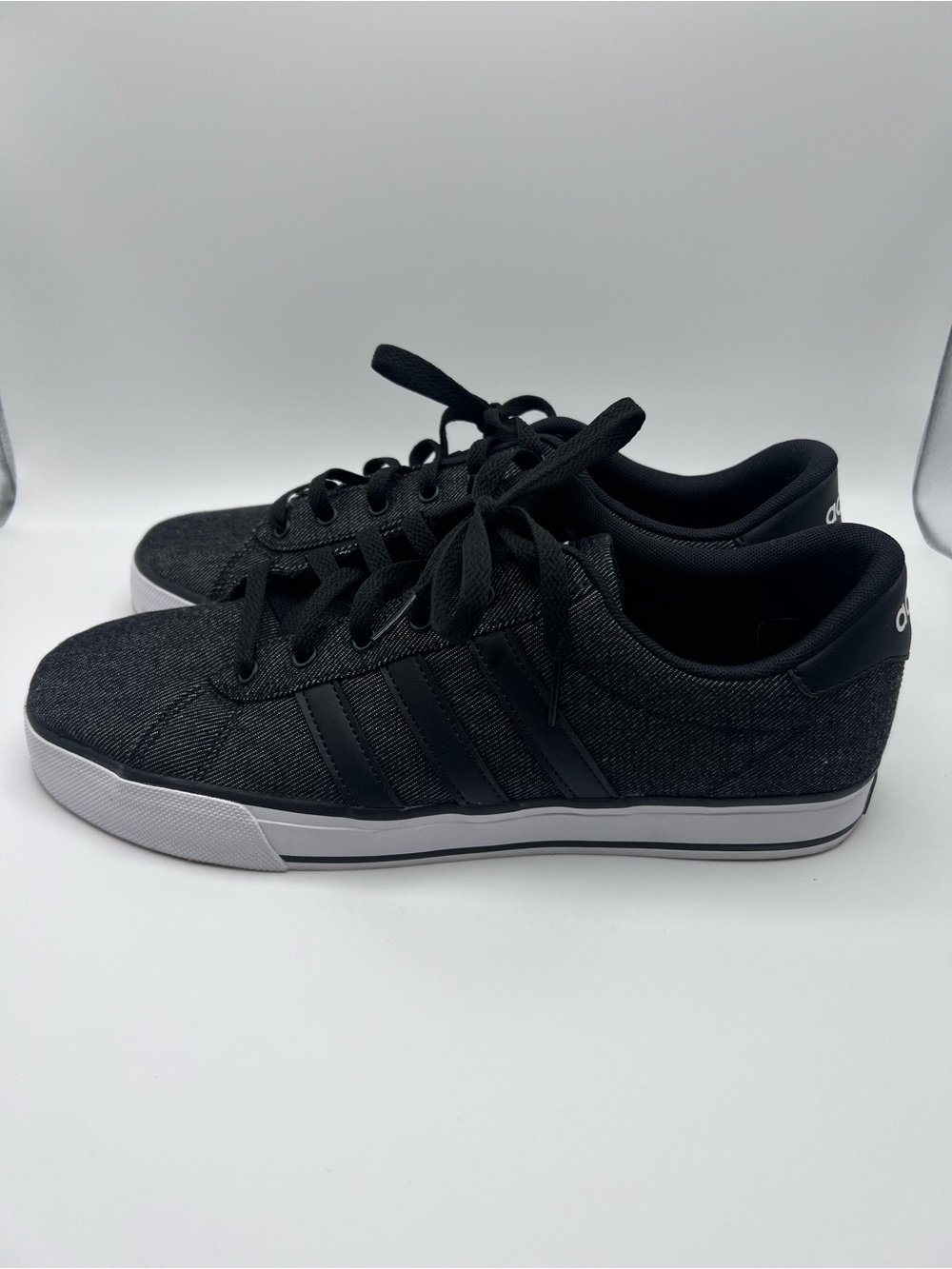 adidas Black Low-Top Lace-Up Sneakers with White Sole